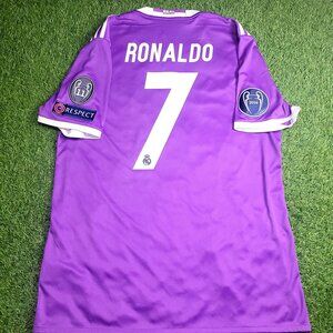 Cristiano Ronaldo Real Madrid 2016 2017 UEFA FINAL Away Soccer Jersey Shirt L